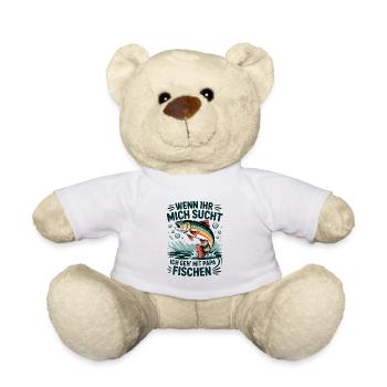 Angeln mit Papa mit springender Forelle - Teddy - Weiß - Vorne