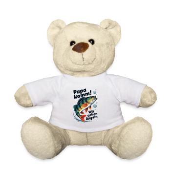 Papa komm wir gehen Angeln springender Barsch - Teddy - Weiß - Vorne