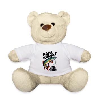 Papa komm wir gehen Angeln springender Hecht - Teddy - Weiß - Vorne