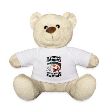 Pêche avec papa T-shirt de pêche pour enfants - Nounours - blanc - Devant