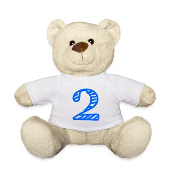 2 ANS. 2e ANNIVERSAIRE. ANNIVERSAIRE 2 ANS. 2 - Nounours - blanc - Devant