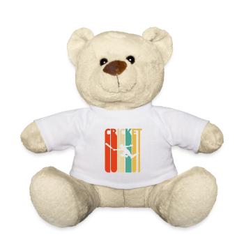 Awesome 70's Vintage Retro Cricket Gifts. SALE - Teddy Bear - white - Front