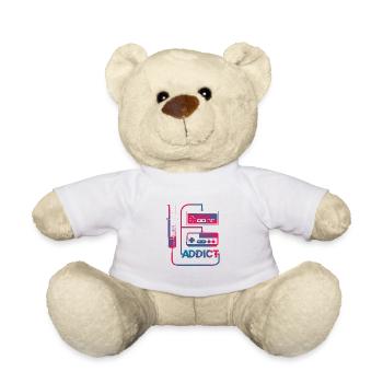 Gaming Gamer Addict Sucht TShirt Geschenk - Teddy - Weiß - Vorne