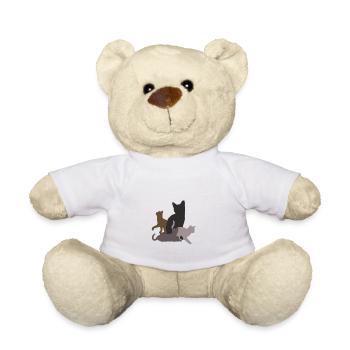 four cats dark - Teddy Bear - white - Front