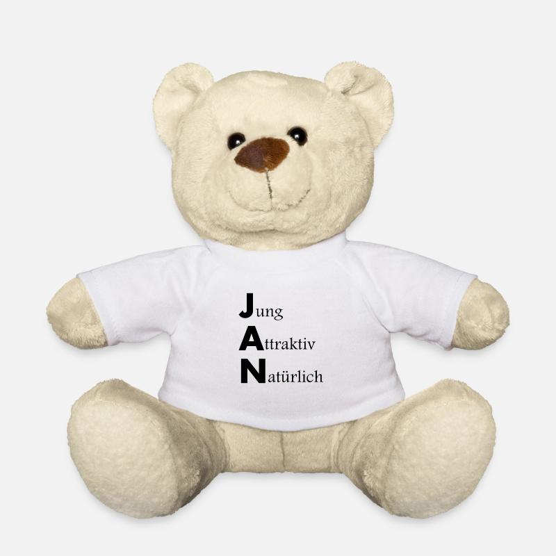 Namensbeschreibung Jan, Geschenkidee, Spruch - Teddy - Weiß