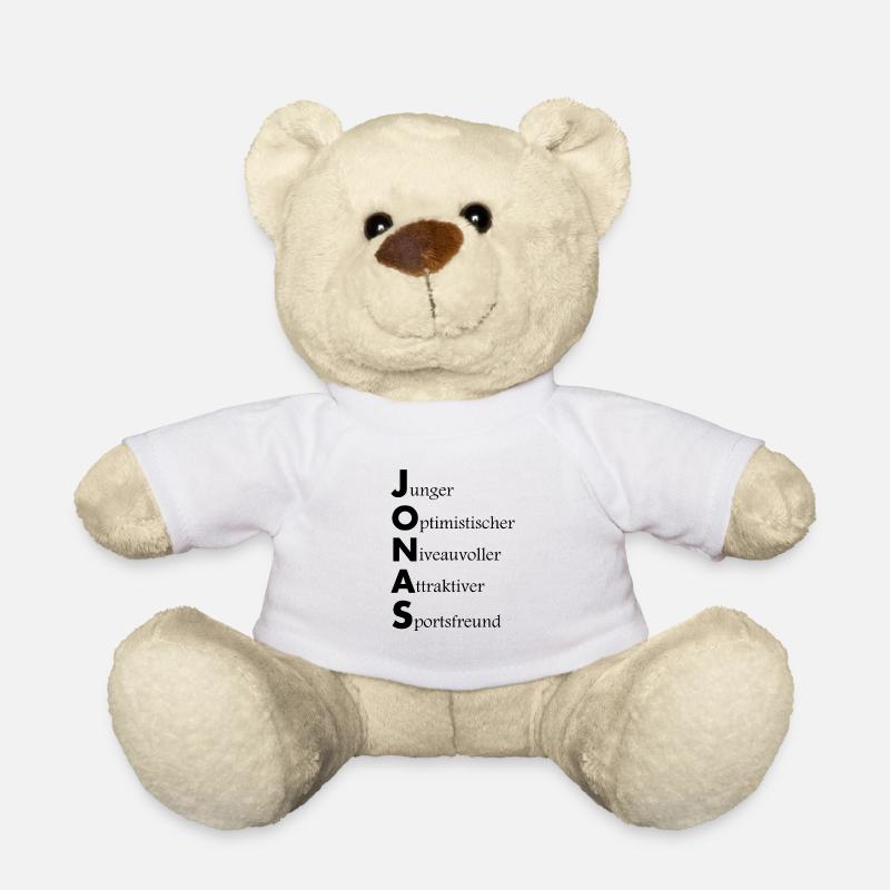 Name Jonas Beschreibung Vorname Spruch Geschenk - Teddy - Weiß