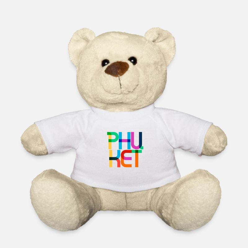 Phuket Thailand Pop Art Letters - Teddy Bear - white