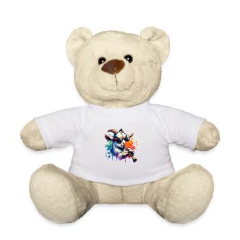 Cute Goats and Drum Farm Motif - Teddy Bear - white - Front