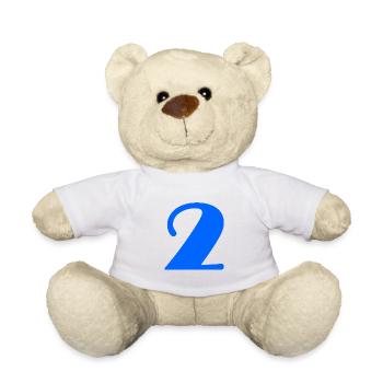 2 ANS. 2e ANNIVERSAIRE. ANNIVERSAIRE 2 ANS. 2 - Nounours - blanc - Devant