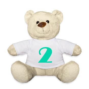 2 ANS. 2e ANNIVERSAIRE. ANNIVERSAIRE 2 ANS. 2 - Nounours - blanc - Devant
