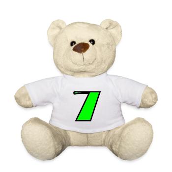 7. 7 YEARS. 7th ANNIVERSARY. BIRTHDAY 7 YEARS - Teddy Bear - white - Front