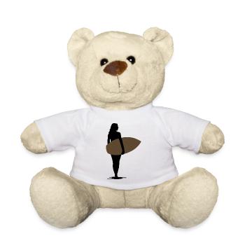 Fille surfeur silhouette vague surf motif de surfergirl - Nounours - blanc - Devant