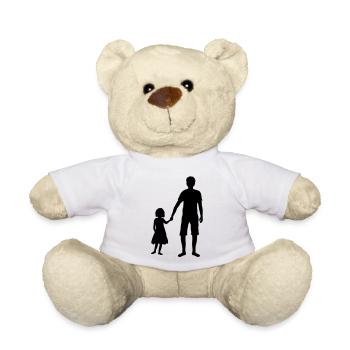 papa père et fille fête des pères enfant papa famille g - Nounours - blanc - Devant