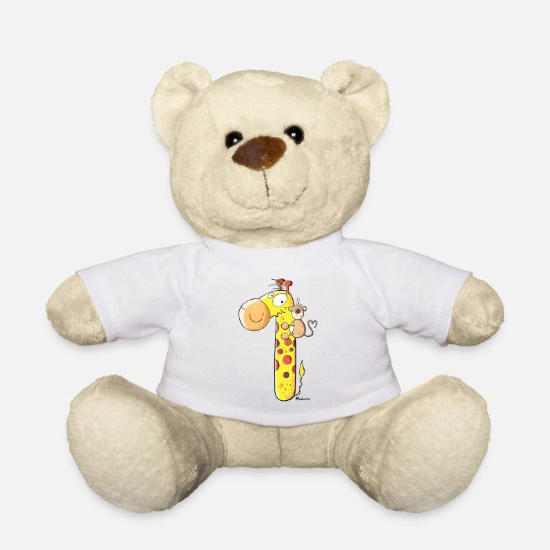 Singe sur Giraffe - Nounours - blanc