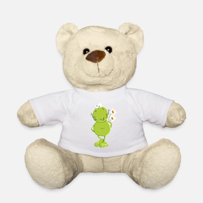 Frosch mit Blumen - Teddy - Weiß