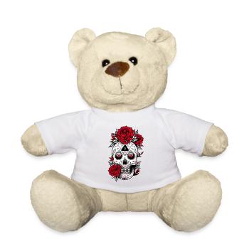 Skull with roses - Teddy Bear - white - Front