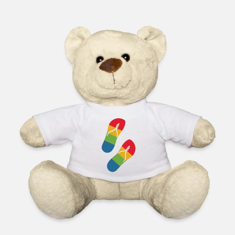 rainbow slippers - Teddy Bear - white