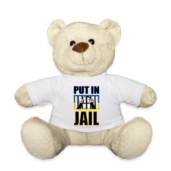 Putin Jail- Putin hinter Gitter mit Ukraine Flagge - Teddy - Weiß - Vorne