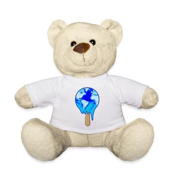 Eis am Stiel mit Erdkugel Schmelzend Klimawandel - Teddy - Weiß - Vorne