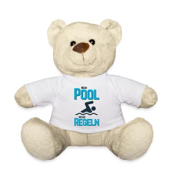 Planschbecken Swimmingpool Pool Schwimmen Geschenk - Teddy - Weiß - Vorne