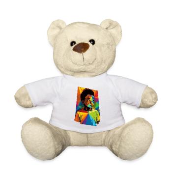 Geometrisches Kinderporträt mit lebendigen Farben - Teddy - Weiß - Vorne
