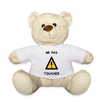 NE PAS TOUCHER. PANNEAU. DANGER. HUMOUR. DRÔLE - Nounours - blanc - Devant