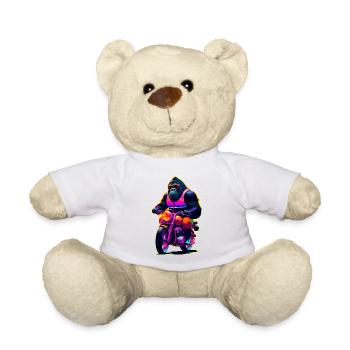 Gorilla on motorcycle with sunglasses - Teddy Bear - white - Front