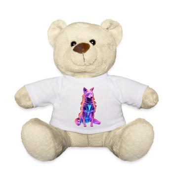 Neon Cyberwolf Kunstdesign - Teddy - Weiß - Vorne