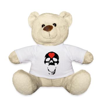 The Black Skull and the Heart - Teddy Bear - white - Front