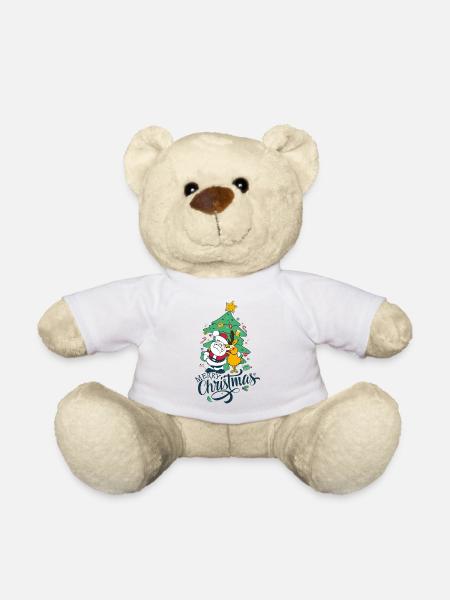Weihnachtsmann mit Rentieren - Teddy - Weiß
