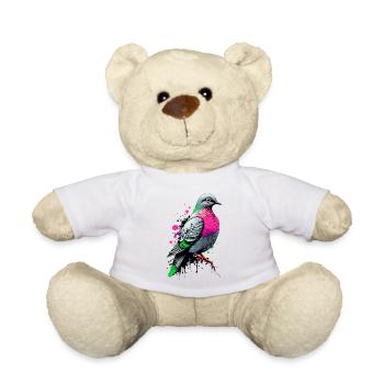City Pigeon Colorful - Doves - I Love Pigeons - Teddy Bear - white - Front