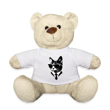 Cool cat with sunglasses Mr Black Cool Cat - Teddy Bear - white - Front