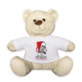 Santa Wirehaired Vizsla Merry Christmas Wilsigns - Teddy Bear - white - Front