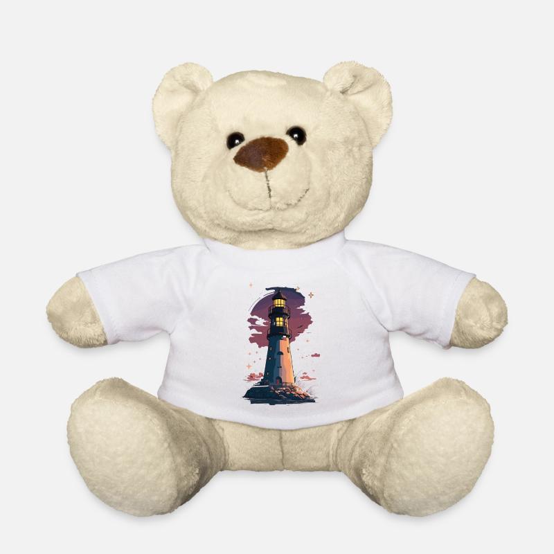 Sternennachtsleuchtturm am Meer - Teddy - Weiß