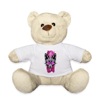Feu de renard radieux : renard aux yeux roses brillants - Nounours - blanc - Devant