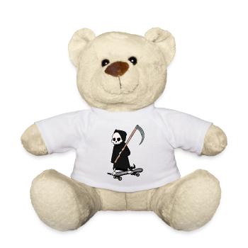 Grim Reaper Death Scythe Skater Skating Halloween - Teddy Bear - white - Front