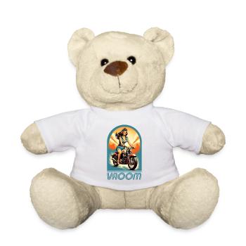 Retro 60er Jahre weibliche Motorradfahrerin Illustration - Teddy - Weiß - Vorne
