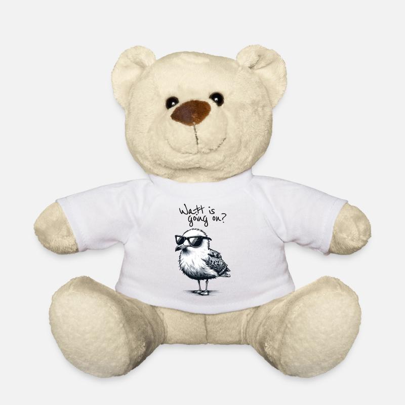 Watt va à Coole Möwe Nordsee Spruch - Nounours - blanc