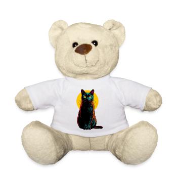 Urban Neon Cat (Bunte Pop-Art Katze) - Teddy - Weiß - Vorne