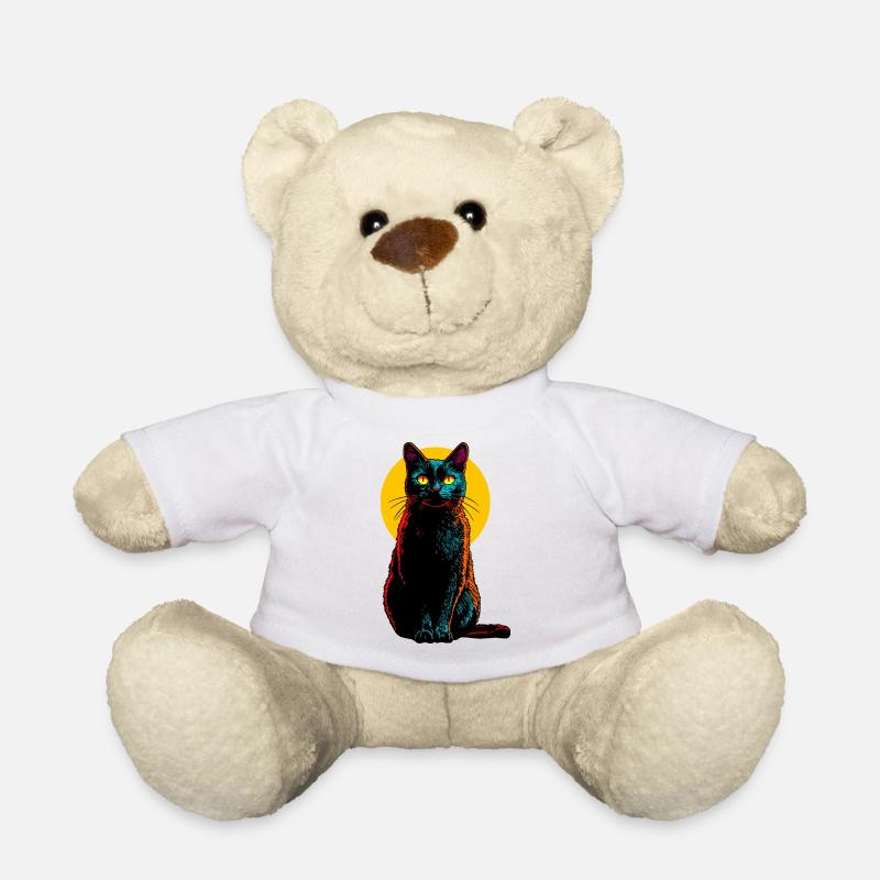Urban Neon Cat (Bunte Pop-Art Katze) - Teddy - Weiß