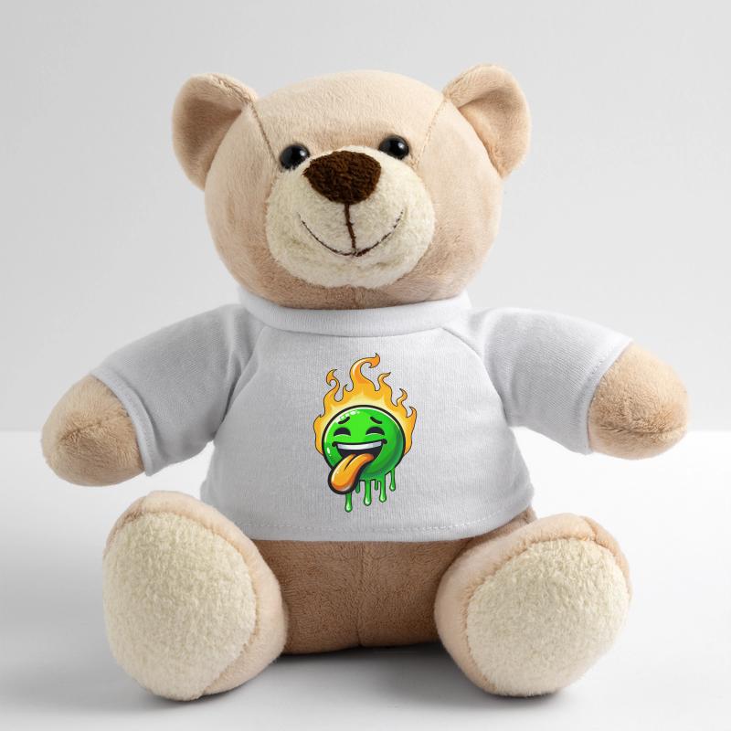 Funny Green Smiley with Fire Teddy Bear