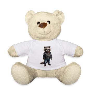 Raton-laveur en tenue de motard - Nounours - blanc - Devant