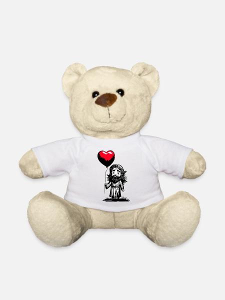 Jesus mit Herz Luftballon - Heartful Creatures - Teddy - Weiß