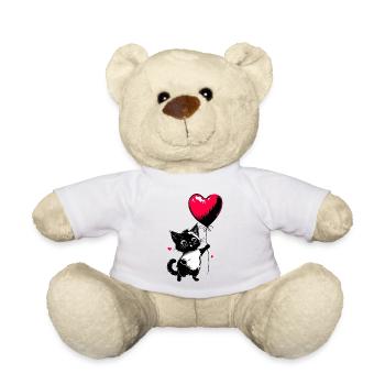 Katze mit Herz Luftballon - Heartful Creatures - Teddy - Weiß - Vorne