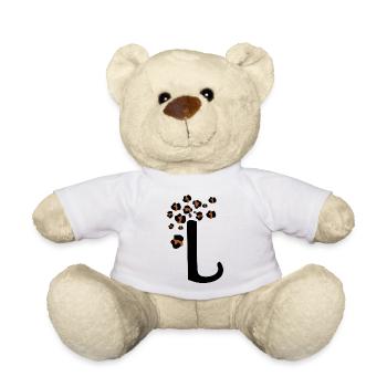 Letter l leopard print - Teddy Bear - white - Front