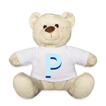Lettre p bleu pop et moderne - Nounours - blanc - Devant