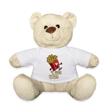 Pommes Yam, Yam - Fast Food - Geschenk - Teddy - Weiß - Vorne