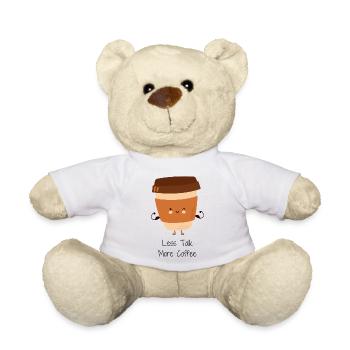 Less Talk More Coffee Cup Illustration - Teddy Bear - white - Front