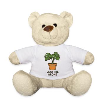 Leaf Me Alone – lustiges Motiv mit Monstera-Blüten - Teddy - Weiß - Vorne