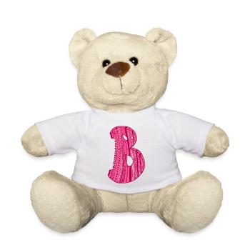 Buchstabe B mit Charakter in rot - Teddy - Weiß - Vorne